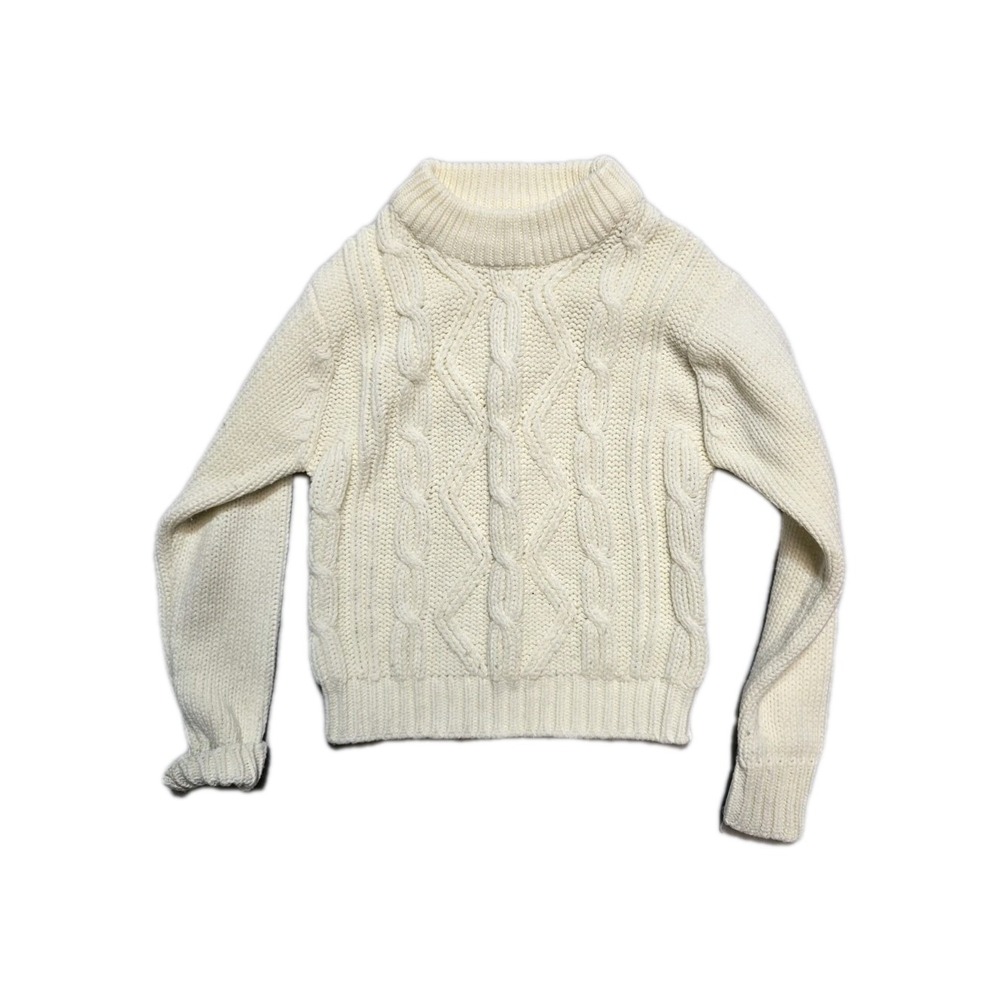 Vintage Girls Sweater M 4-5 Acrylic‎  Knit Ivory Sears